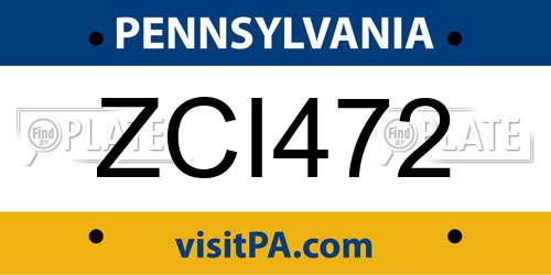 ZCI472 Pennsylvania License Plate