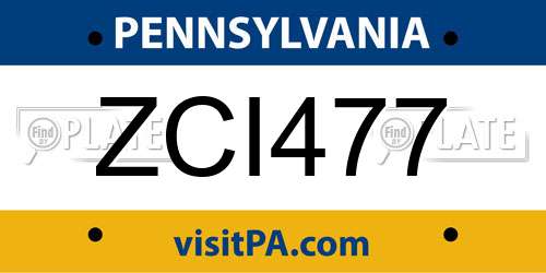 ZCI477 Pennsylvania License Plate