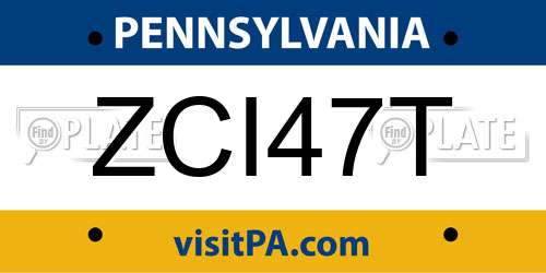 ZCI47T Pennsylvania License Plate
