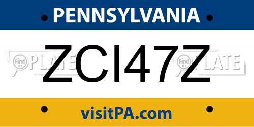 ZCI47Z Pennsylvania License Plate