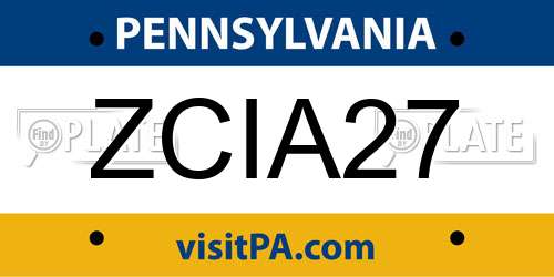 ZCIA27 Pennsylvania License Plate
