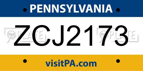 ZCJ2173 Pennsylvania License Plate