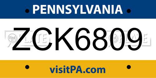 ZCK6809 Pennsylvania License Plate