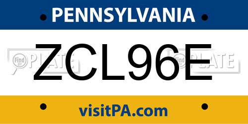 ZCL96E Pennsylvania License Plate
