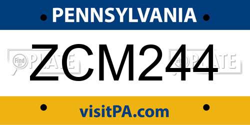 ZCM244 Pennsylvania License Plate