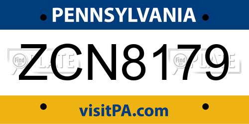 ZCN8179 Pennsylvania License Plate