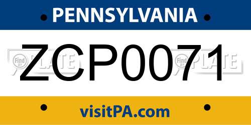 ZCP0071 Pennsylvania License Plate