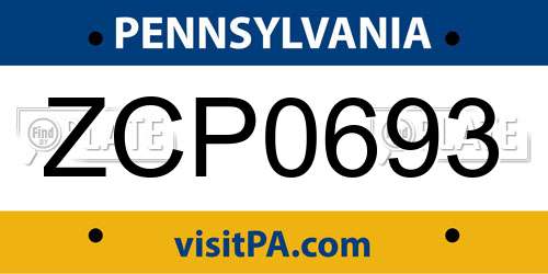 ZCP0693 Pennsylvania License Plate