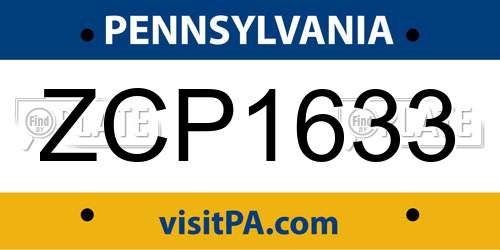 ZCP1633 Pennsylvania License Plate