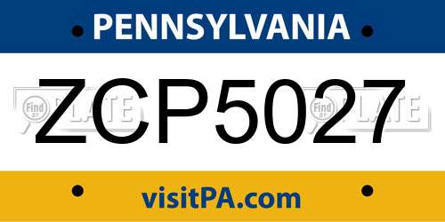 ZCP5027 Pennsylvania License Plate