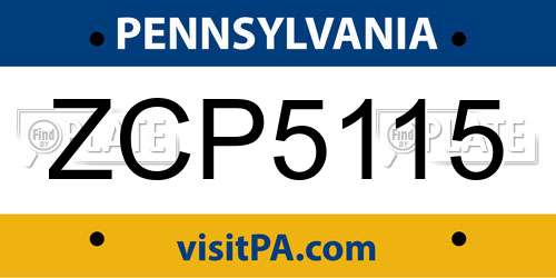 ZCP5115 Pennsylvania License Plate