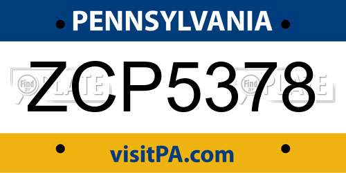 ZCP5378 Pennsylvania License Plate