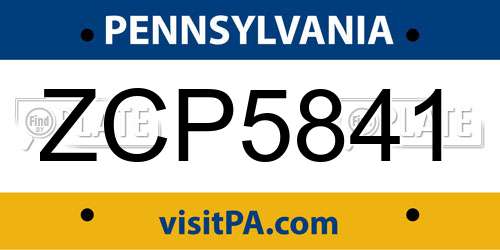 ZCP5841 Pennsylvania License Plate