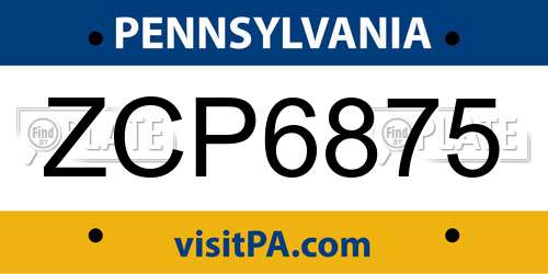 ZCP6875 Pennsylvania License Plate