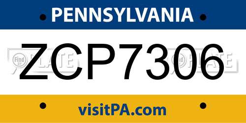 ZCP7306 Pennsylvania License Plate