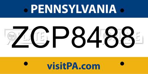 ZCP8488 Pennsylvania License Plate