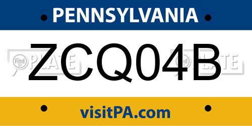 ZCQ04B Pennsylvania License Plate