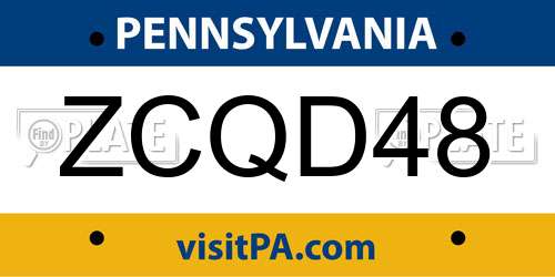 ZCQD48 Pennsylvania License Plate