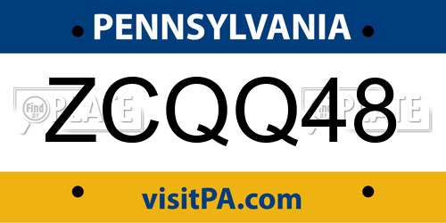 ZCQQ48 Pennsylvania License Plate