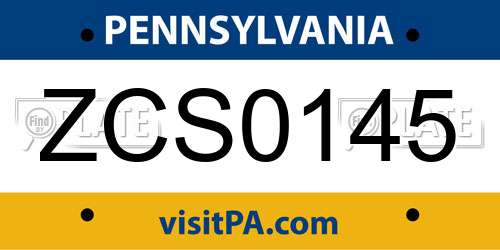 ZCS0145 Pennsylvania License Plate