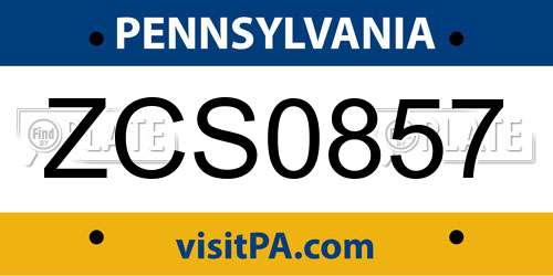 ZCS0857 Pennsylvania License Plate
