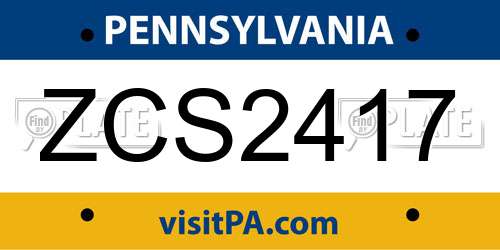 ZCS2417 Pennsylvania License Plate
