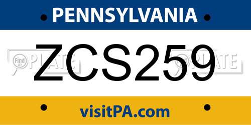 ZCS259 Pennsylvania License Plate