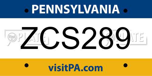 ZCS289 Pennsylvania License Plate