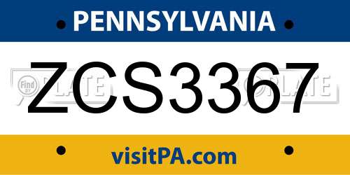 ZCS3367 Pennsylvania License Plate