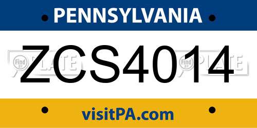 ZCS4014 Pennsylvania License Plate