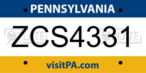 ZCS4331 Pennsylvania License Plate