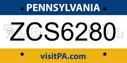 ZCS6280 Pennsylvania License Plate
