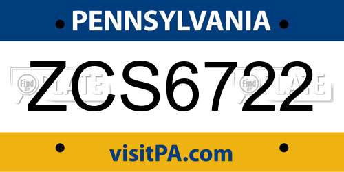 ZCS6722 Pennsylvania License Plate