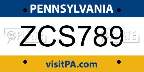 ZCS789 Pennsylvania License Plate