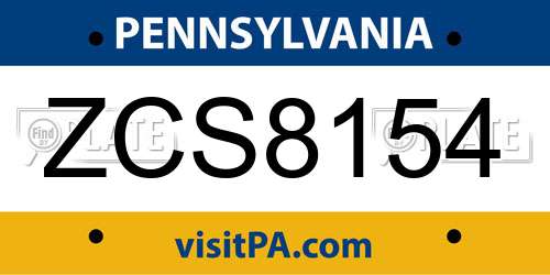 ZCS8154 Pennsylvania License Plate