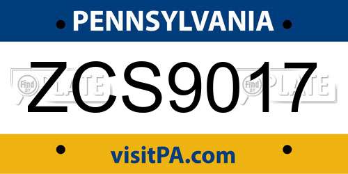 ZCS9017 Pennsylvania License Plate