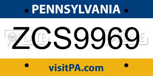 ZCS9969 Pennsylvania License Plate
