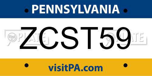 ZCST59 Pennsylvania License Plate