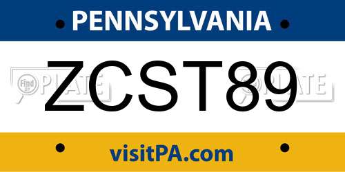 ZCST89 Pennsylvania License Plate
