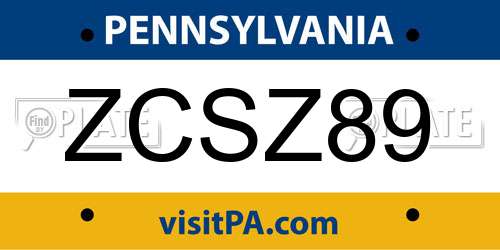 ZCSZ89 Pennsylvania License Plate
