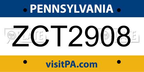 ZCT2908 Pennsylvania License Plate