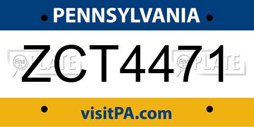 ZCT4471 Pennsylvania License Plate
