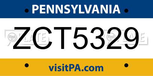 ZCT5329 Pennsylvania License Plate