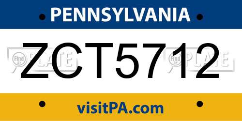 ZCT5712 Pennsylvania License Plate