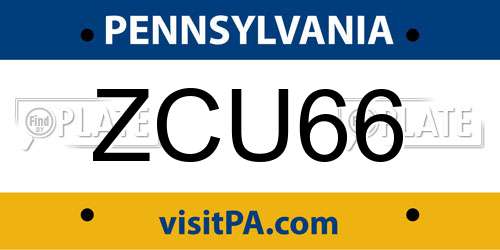 ZCU66 Pennsylvania License Plate