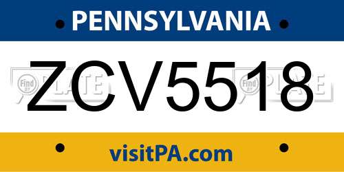 ZCV5518 Pennsylvania License Plate
