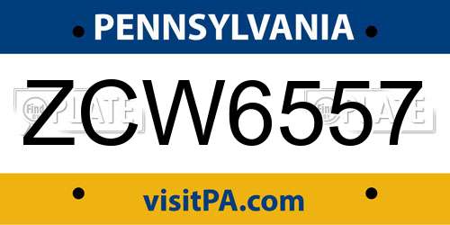 ZCW6557 Pennsylvania License Plate