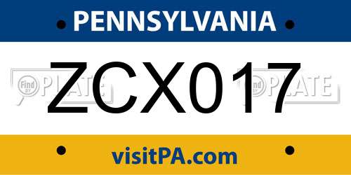 ZCX017 Pennsylvania License Plate