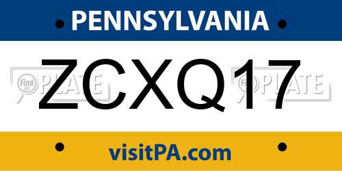 ZCXQ17 Pennsylvania License Plate