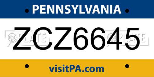 ZCZ6645 Pennsylvania License Plate